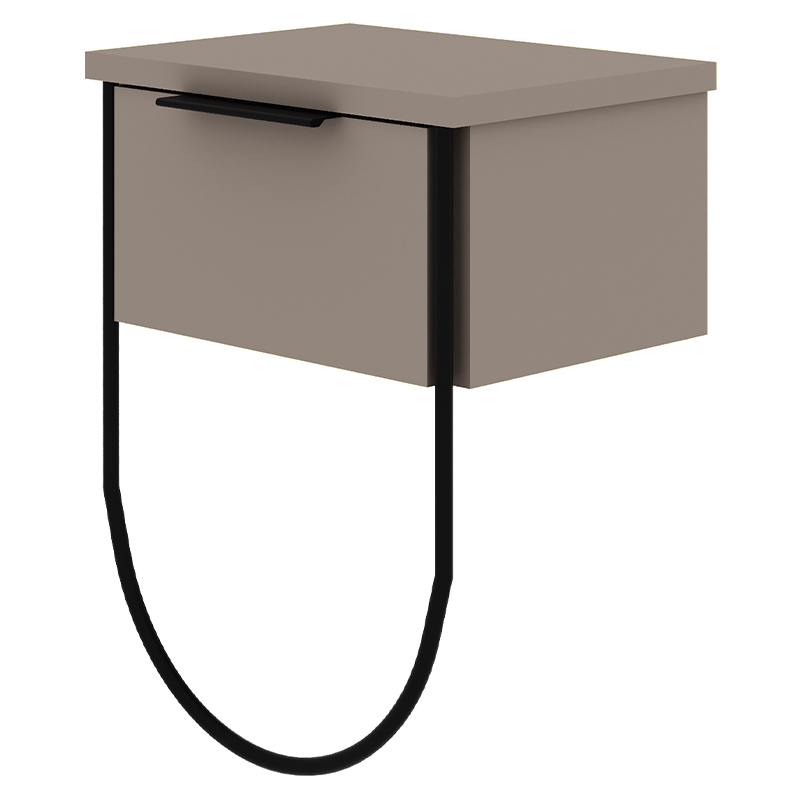 Прикроватная тумба бежево-серого цвета с откидной дверцей NORFOLK NIGHTSTAND LIGHT MOCHA Бежево-серый Черный Прикроватная тумба бежево-серого цвета с откидной дверцей NORFOLK NIGHTSTAND LIGHT MOCHA Бежево-серый Черный в Грозном | Loft Concept