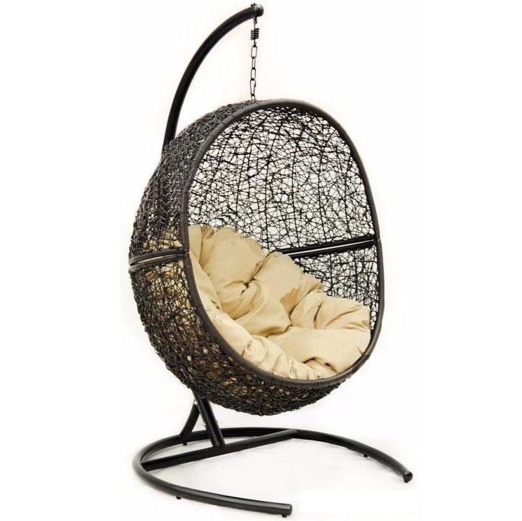 Подвесное уличное кресло Egg Cage Коричневый Кремовый Подвесное уличное кресло Egg Cage Коричневый Кремовый в Грозном | Loft Concept