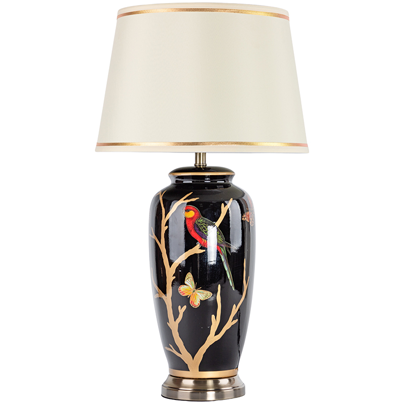 Настольная лампа с абажуром Bird on Golden Branches Black Lampshade Черный Бежевый Красный Золотой Настольная лампа с абажуром Bird on Golden Branches Black Lampshade Черный Бежевый Красный Золотой в Грозном | Loft Concept