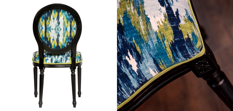 Мягкий стул с сине-зеленым узором Ikat Pattern Мягкий стул с сине-зеленым узором Ikat Pattern - Loft-Concept в Грозном