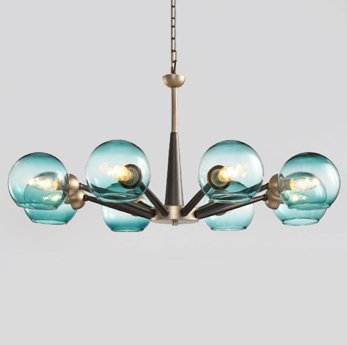 Люстра Thalia chandelier Blue glass Золотой Светло-голубой Черный Люстра Thalia chandelier Blue glass Золотой Светло-голубой Черный в Грозном | Loft Concept