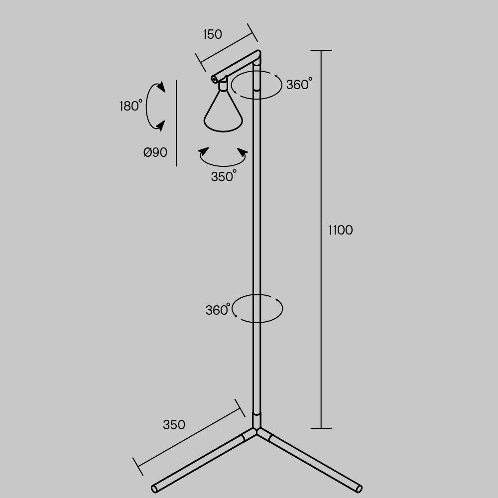Напольный торшер светодионый Stripe 3000К 20Вт в Грозном