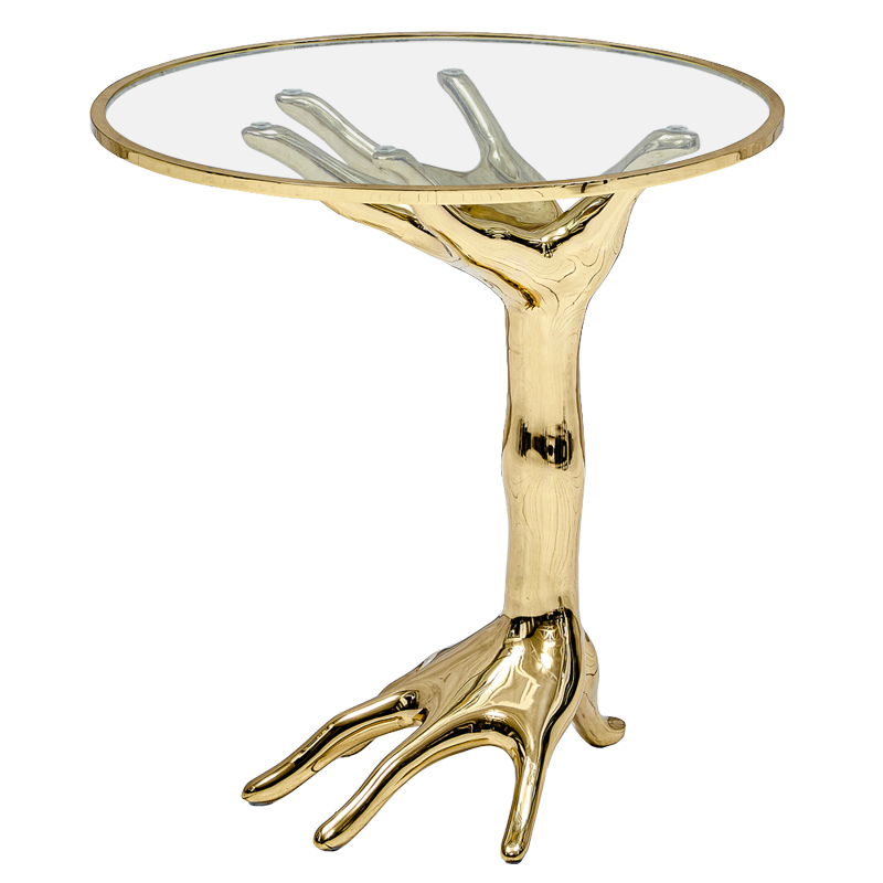 Приставной стол Amalia Hand Side Table Глянцевое золото Прозрачное Стекло Приставной стол Amalia Hand Side Table Глянцевое золото Прозрачное Стекло в Грозном | Loft Concept