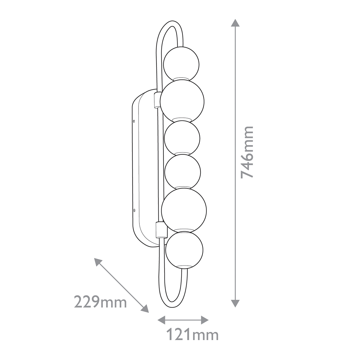 Бра цвета латунь с 6-ю рифлеными плафонами шаровидной формы Alora в Грозном