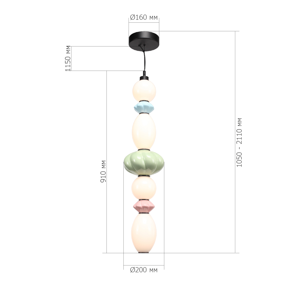 Подвесной светильник фигурный с керамическими элементами 32W LED Fragrant Light в Грозном