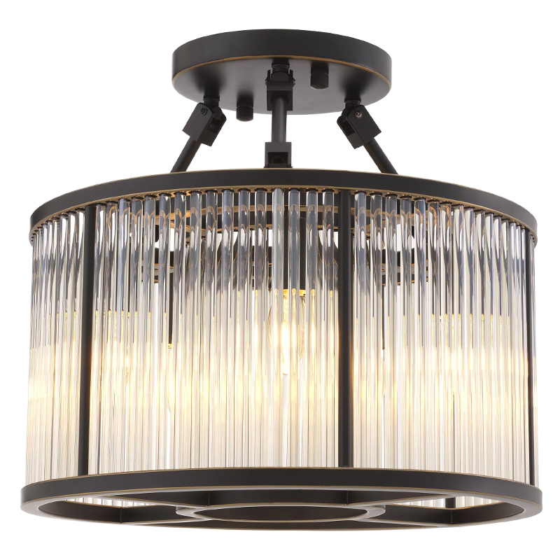 Потолочный светильник Eichholtz Ceiling Lamp Bernardi S Bronze Темная бронза Прозрачное Стекло в Грозном | Loft Concept 