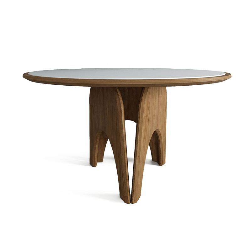 Обеденный круглый стол из дерева со столешницей из камня Pelican Dinner Table Древесина Белый Обеденный круглый стол из дерева со столешницей из камня Pelican Dinner Table Древесина Белый в Грозном | Loft Concept
