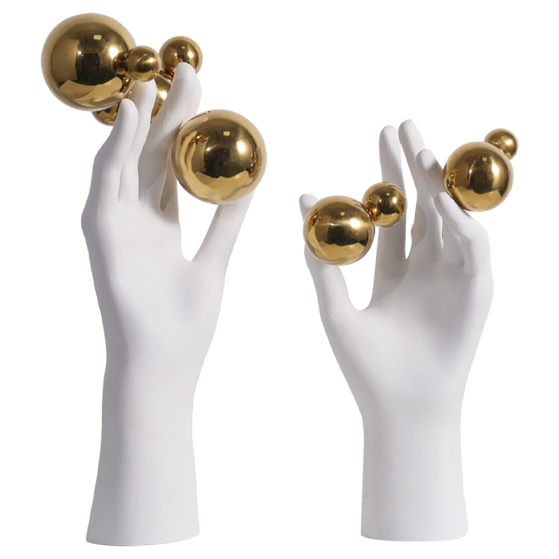 Декоративная статуэтка Hand with Spheres Statuette Белый Глянцевое золото Декоративная статуэтка Hand with Spheres Statuette Белый Глянцевое золото в Грозном | Loft Concept