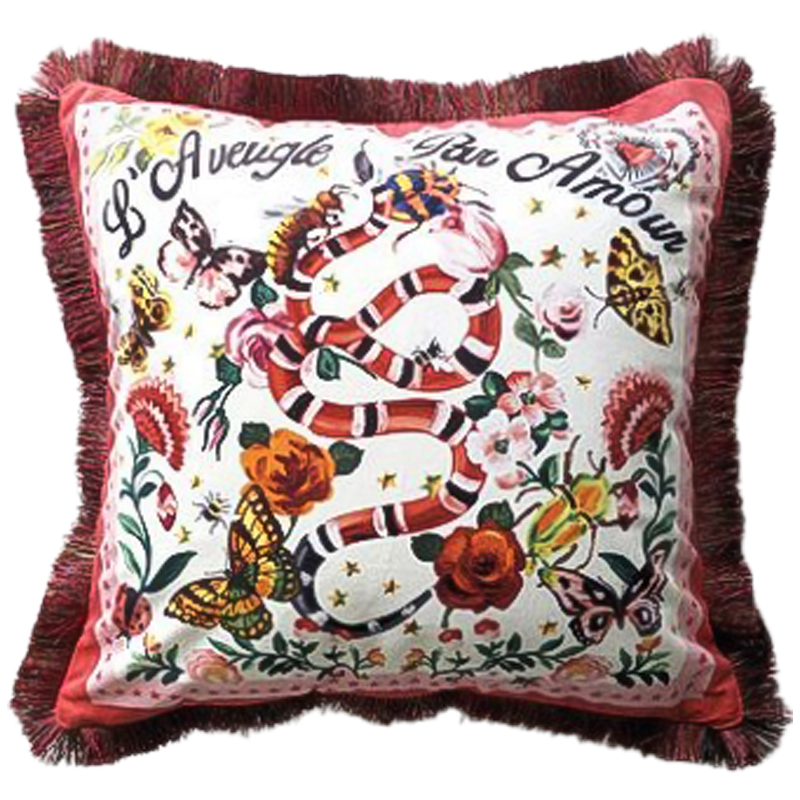 Декоративная подушка Cтиль Gucci Micrurus Мульти Бежевый Декоративная подушка Cтиль Gucci Micrurus Мульти Бежевый в Грозном | Loft Concept