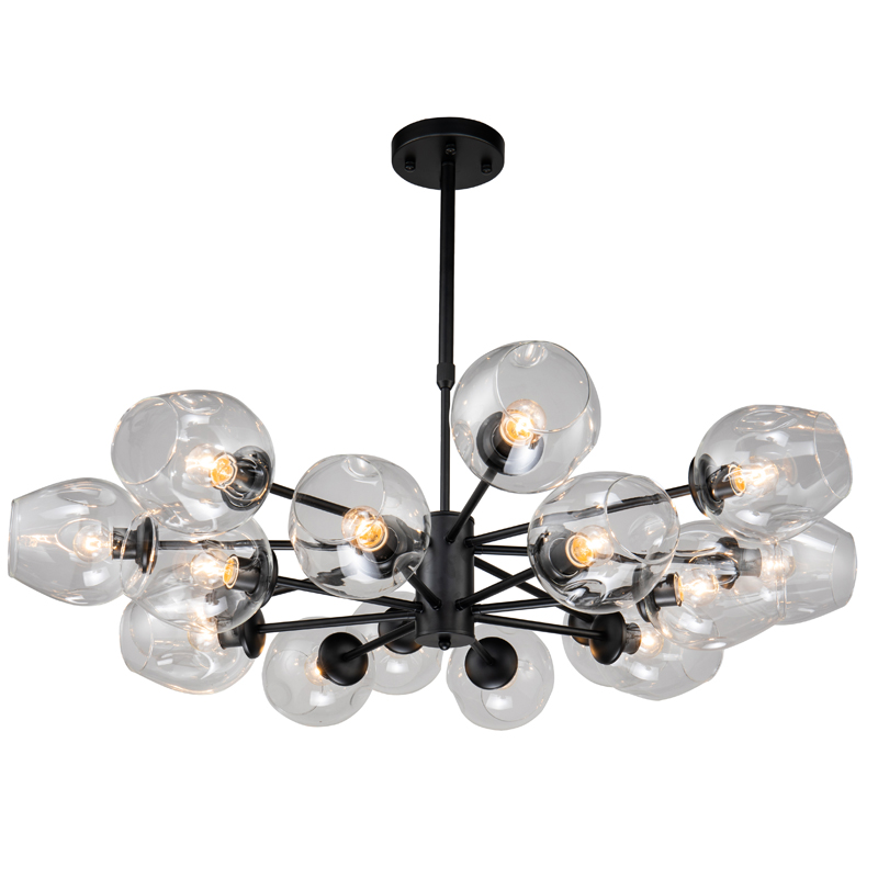 Люстра Branching Bubble Chandelier black 16 Черный Прозрачный Люстра Branching Bubble Chandelier black 16 Черный Прозрачный в Грозном | Loft Concept