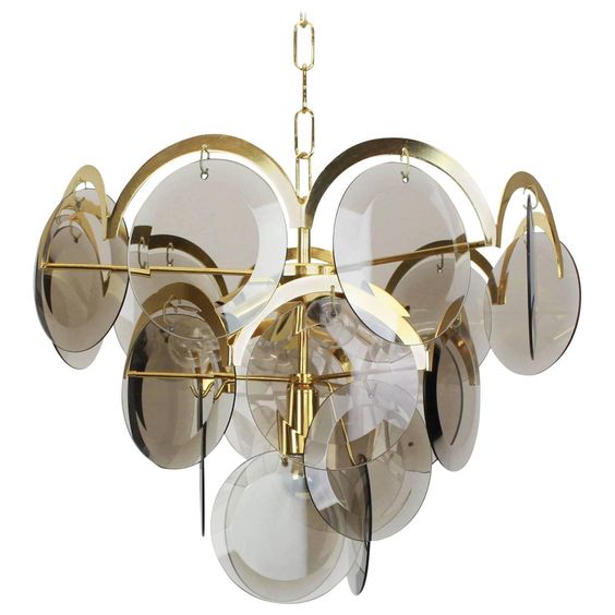Люстра 1960S VISTOSI SMOKED GLASS DISC CHANDELIER Золотой Стекло Смок Люстра 1960S VISTOSI SMOKED GLASS DISC CHANDELIER Золотой Стекло Смок в Грозном | Loft Concept