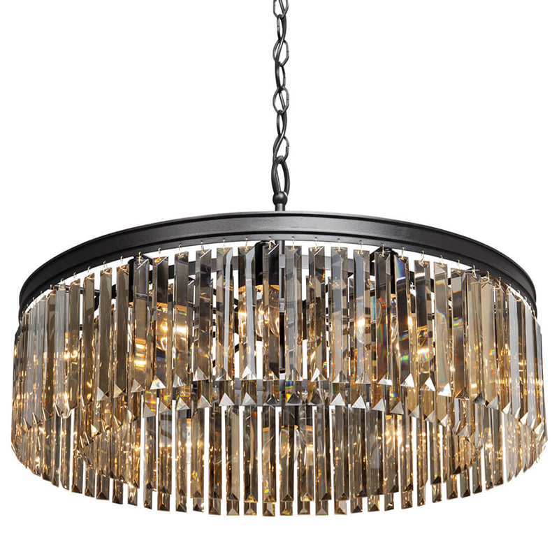 Люстра RH Rhys Amber GLASS Prism Round Chandelier Янтарное стекло 80 Черный матовый Прозрачное Стекло Люстра RH Rhys Amber GLASS Prism Round Chandelier Янтарное стекло 80 Черный матовый Прозрачное Стекло в Грозном | Loft Concept