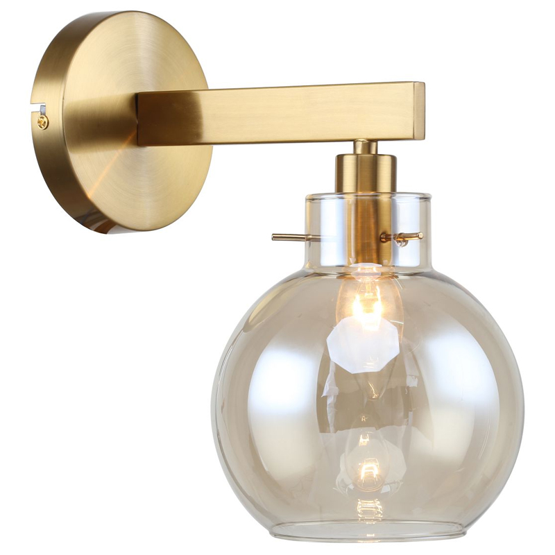 Бра с плафоном коньячного цвета Carmella Globe Brass Латунь Коньяк Бра с плафоном коньячного цвета Carmella Globe Brass Латунь Коньяк в Грозном | Loft Concept