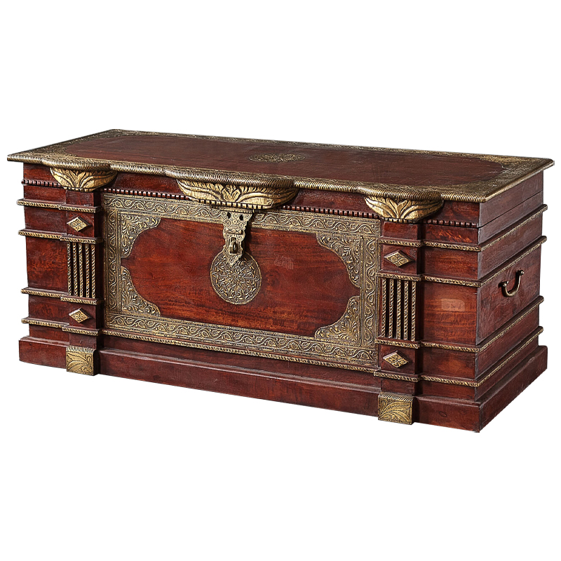 Сундук с латунной чеканкой Tejas Indian Inlaid Chest Коричневый Латунь Сундук с латунной чеканкой Tejas Indian Inlaid Chest Коричневый Латунь в Грозном | Loft Concept