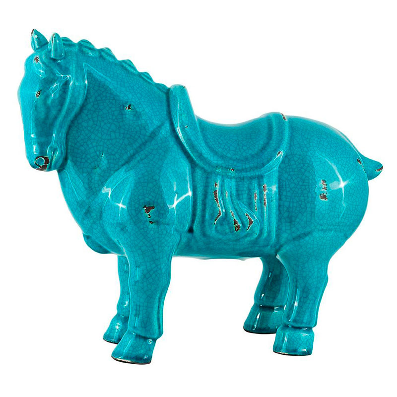Фигурка керамика синяя лошадь большая Blue Horse Бирюзовый в Грозном | Loft Concept 