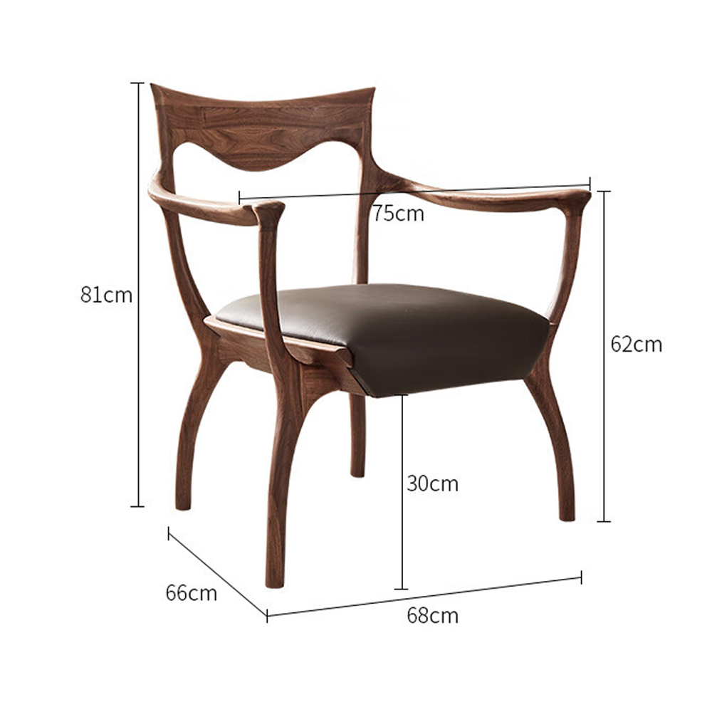Стул деревянный с мягким сиденьем из коричневой натуральной кожи Moon Walnut Furniture Стул деревянный с мягким сиденьем из коричневой натуральной кожи Moon Walnut Furniture в Грозном