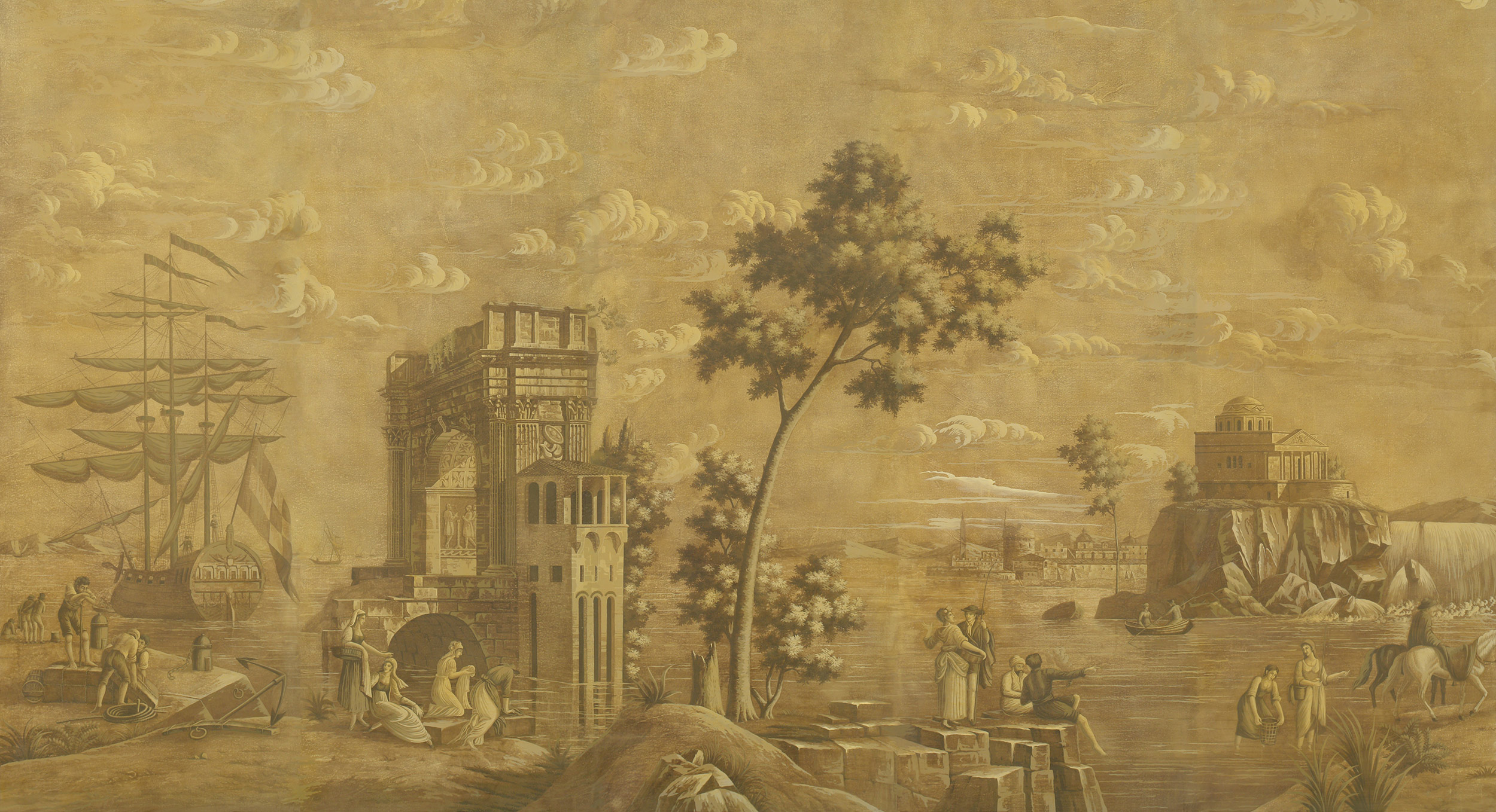 Обои ручная роспись Views of Italy Sepia Обои ручная роспись Views of Italy Sepia - постер Loft-Concept в Грозном