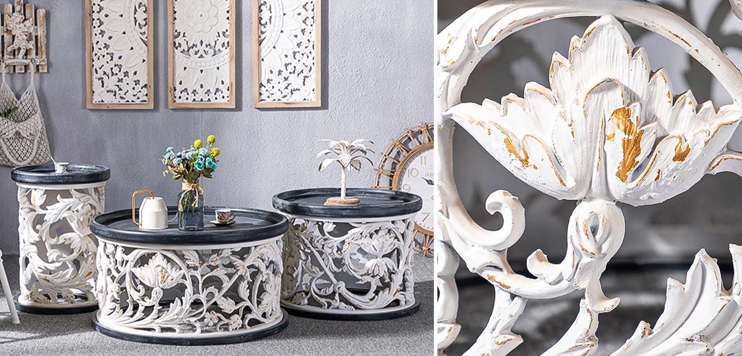 Кофейный стол Fleurette Provence Black White Coffee Table 80 - фото