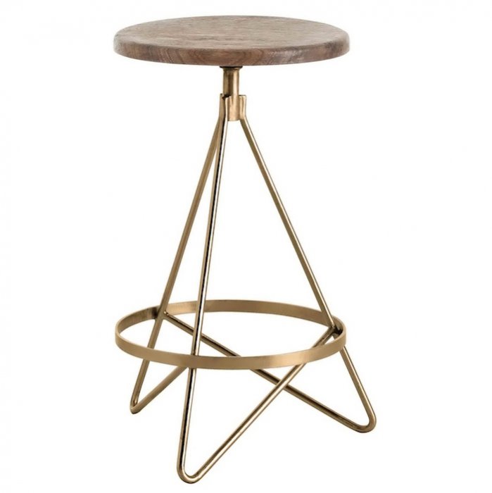 Барный стул Industrial Vintage Brass Iron Swivel Bar Stool Золотой Коричневый Барный стул Industrial Vintage Brass Iron Swivel Bar Stool Золотой Коричневый в Грозном | Loft Concept