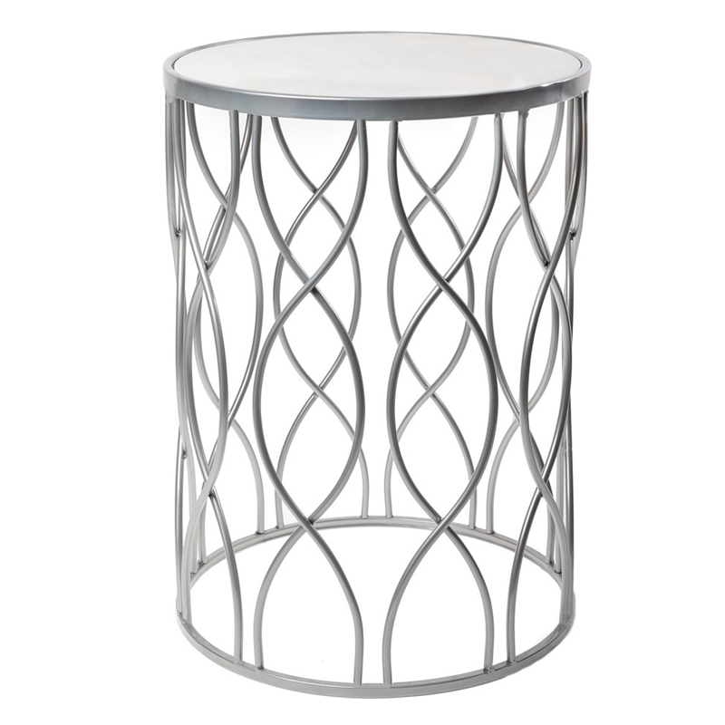 Приставной столик DNA Framing Table silver Серебряный Белый Мрамор Bianco в Грозном | Loft Concept 
