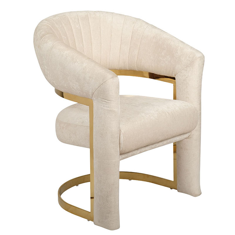 Полукресло Valbonne Chair cream velour Кремовый Глянцевое золото Полукресло Valbonne Chair cream velour Кремовый Глянцевое золото в Грозном | Loft Concept