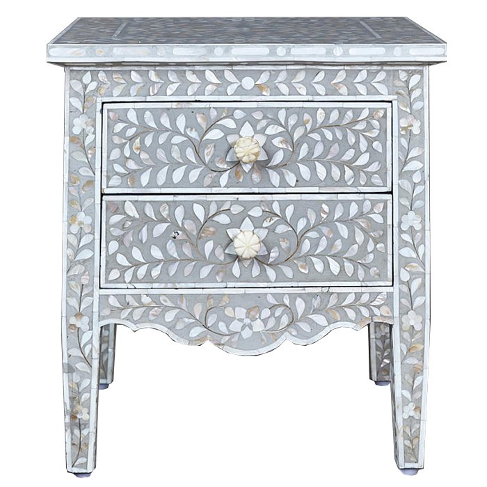 Комод инкрустация перламутром Inlaid Bone Openwork Gray Серый Белый Серый Комод инкрустация перламутром Inlaid Bone Openwork Gray Серый Белый Серый в Грозном | Loft Concept
