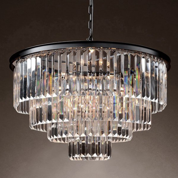 Люстра RH 1920s Odeon Clear Glass Fringe Chandelier -60 Черный Люстра RH 1920s Odeon Clear Glass Fringe Chandelier -60 Черный в Грозном | Loft Concept