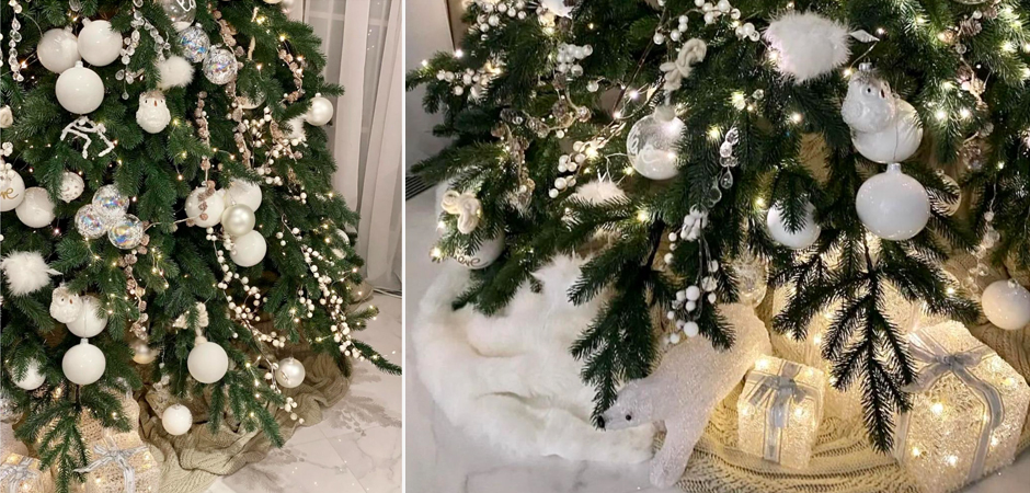 Дизайнерская Елка с Белым Декором Christmas Tree White Balls Дизайнерская Елка с Белым Декором Christmas Tree White Balls - Loft-Concept в Грозном
