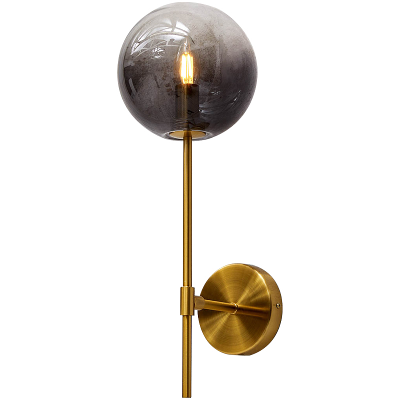 Бра стеклянный плафон шар Urmila Wall Lamp Серое стекло Золотой Серый Бра стеклянный плафон шар Urmila Wall Lamp Серое стекло Золотой Серый в Грозном | Loft Concept