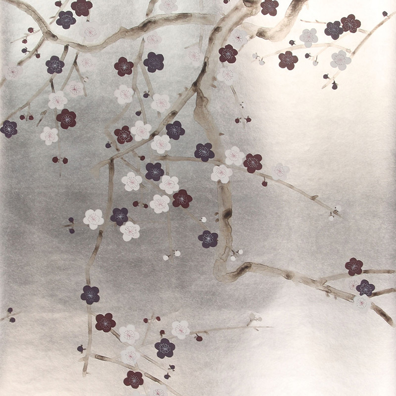 Обои ручная роспись Plum Blossom Lavender on Tarnished Silver gilded paper Обои ручная роспись Plum Blossom Lavender on Tarnished Silver gilded paper в Грозном | Loft Concept