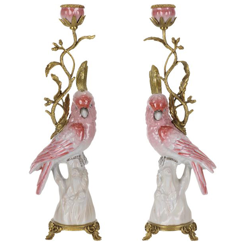 Подсвечник Pink Red Parrot Candlestick L or R Бронза Розовый (Rose) Красный Подсвечник Pink Red Parrot Candlestick L or R Бронза Розовый (Rose) Красный в Грозном | Loft Concept