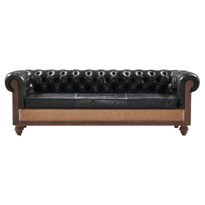 Диван Deconstructed Chesterfield Sofa triple Black leather Коричневый Черный Диван Deconstructed Chesterfield Sofa triple Black leather Коричневый Черный в Грозном | Loft Concept