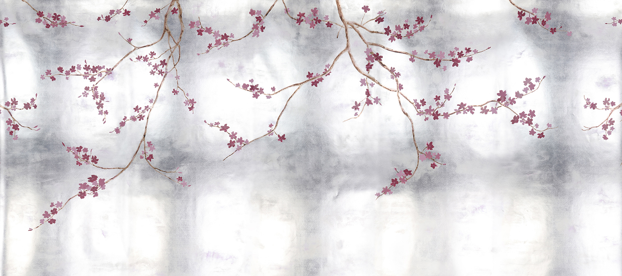 Обои ручная роспись Cherry Tree Special Colourway on Sterling Silver gilded paper Обои ручная роспись Cherry Tree Special Colourway on Sterling Silver gilded paper - постер Loft-Concept в Грозном