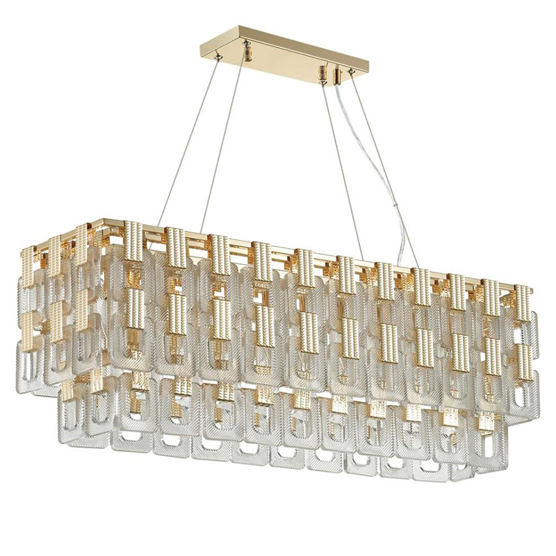 Люстра Ribbed Elements Pendant Linear Золотой Прозрачное Стекло Люстра Ribbed Elements Pendant Linear Золотой Прозрачное Стекло в Грозном | Loft Concept
