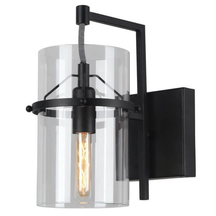 Бра Glass Cylinder Sconces Черный Прозрачный Бра Glass Cylinder Sconces Черный Прозрачный в Грозном | Loft Concept
