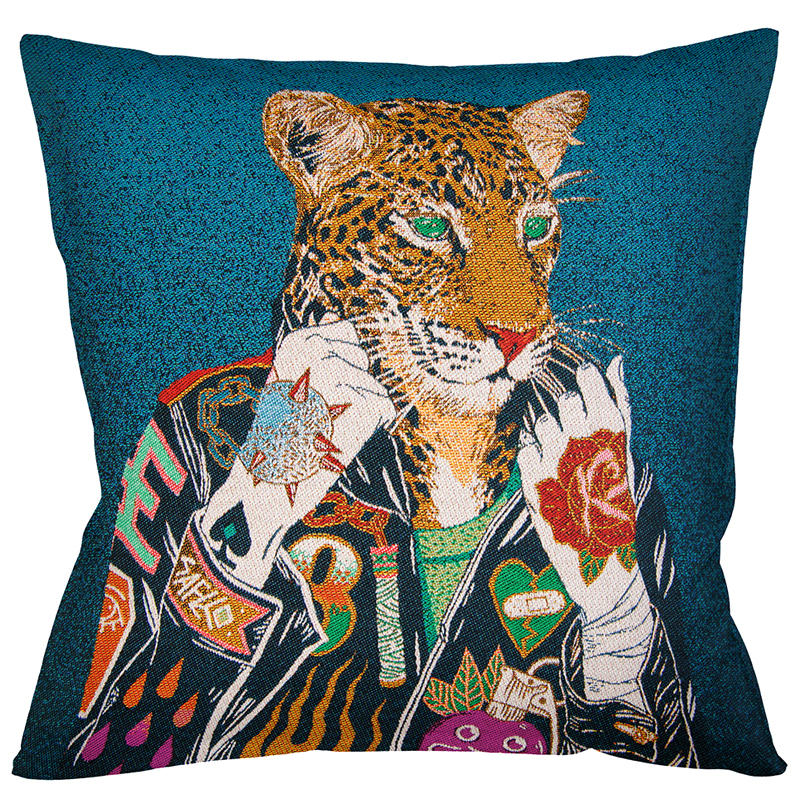 Декоративная подушка Leopard Blue Мульти Декоративная подушка Leopard Blue Мульти в Грозном | Loft Concept