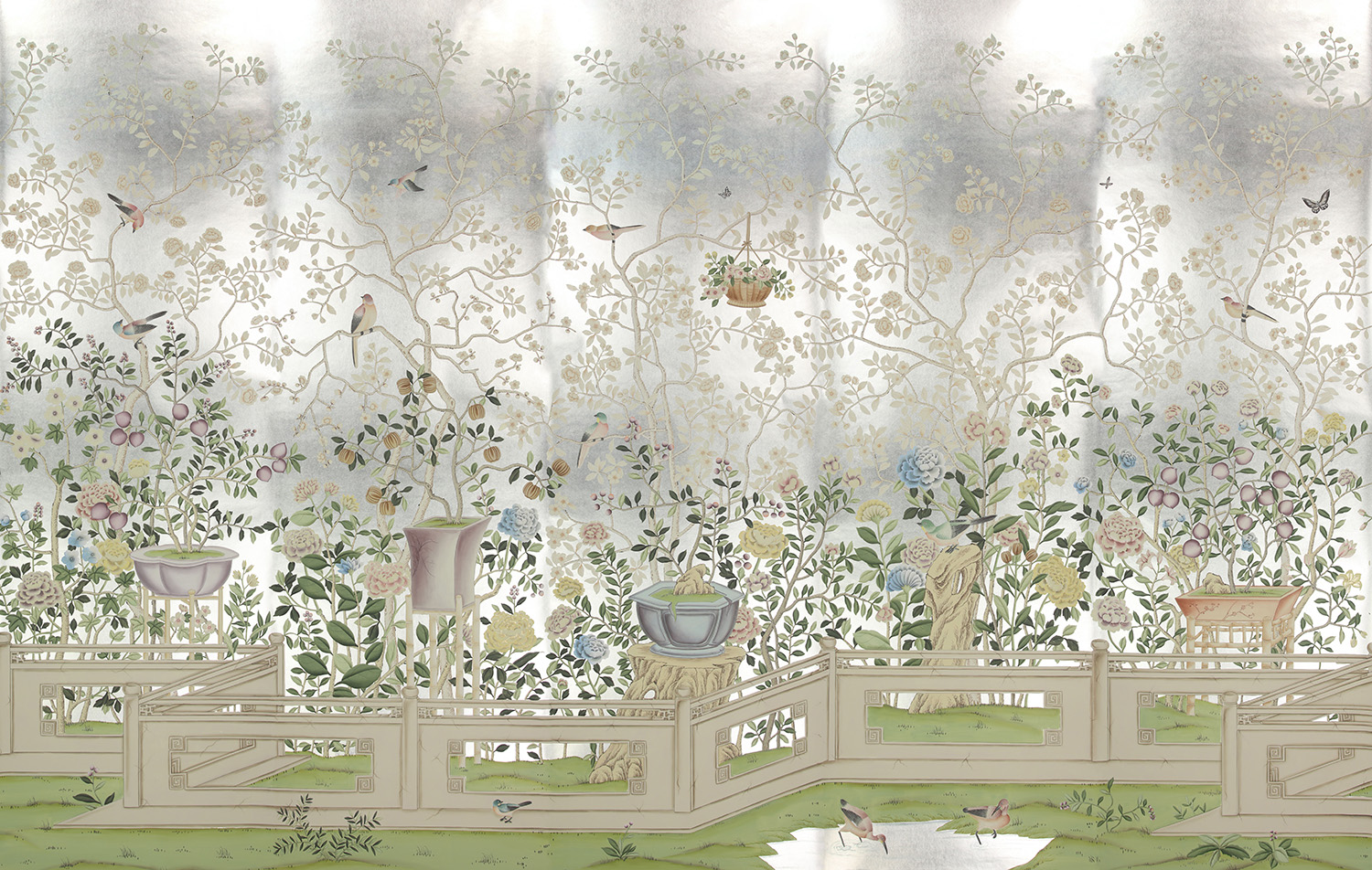 Обои ручная роспись Temple Newsam White Gold gilded silk Обои ручная роспись Temple Newsam White Gold gilded silk - постер Loft-Concept в Грозном