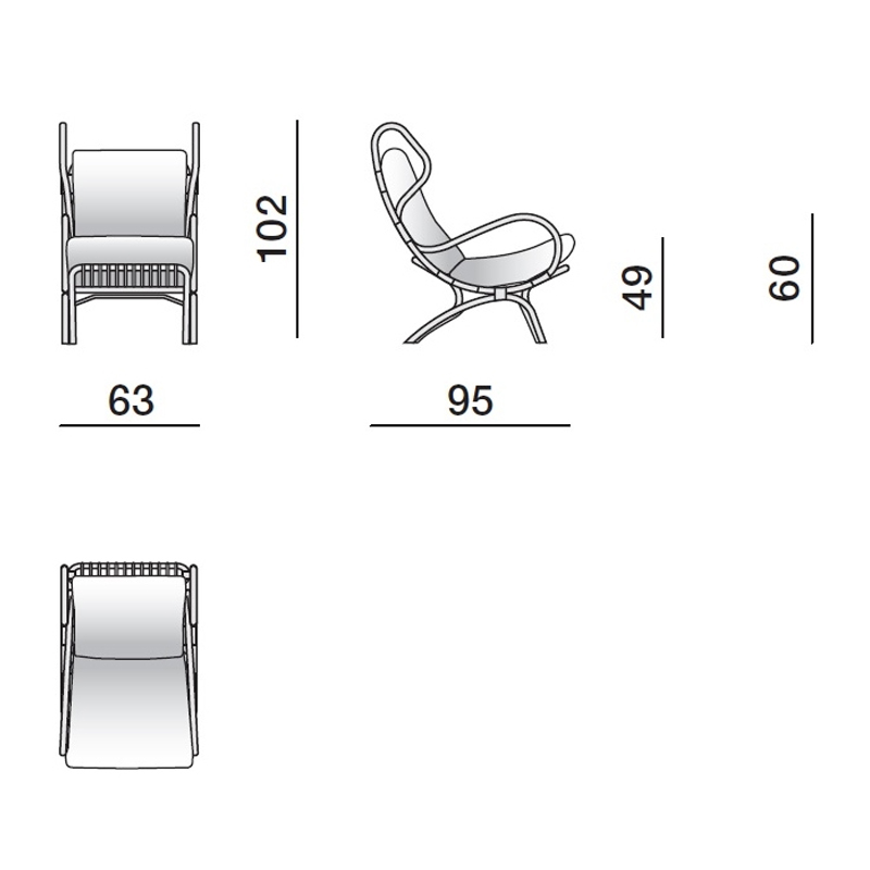 Дизайнерское кресло из ротанга Gio Ponti CONTINUUM D.163.7 BY BONACINA 1889 Armchair Дизайнерское кресло из ротанга Gio Ponti CONTINUUM D.163.7 BY BONACINA 1889 Armchair в Грозном