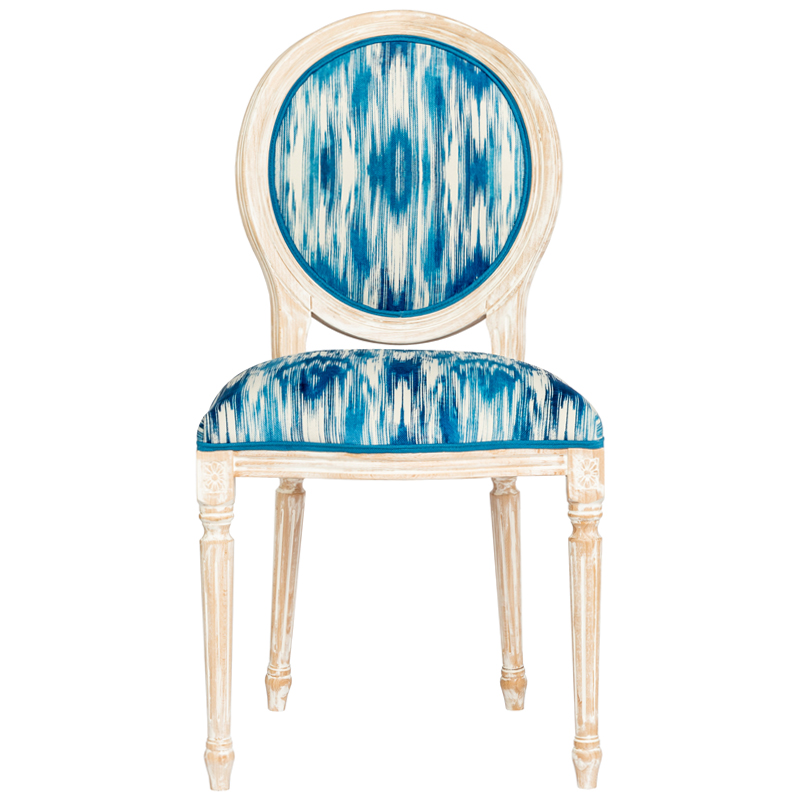 Стул с голубым узором Ikat Pattern Белый Голубой Стул с голубым узором Ikat Pattern Белый Голубой в Грозном | Loft Concept