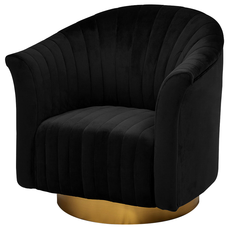 Кресло вращающееся в чёрной велюровой обивке Toronto Black Armchair Черный Золотой Кресло вращающееся в чёрной велюровой обивке Toronto Black Armchair Черный Золотой в Грозном | Loft Concept