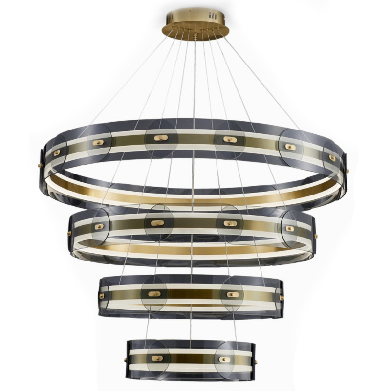 Люстра Gold 3 ring horizontal chandelier Прозрачный Латунь Люстра Gold 3 ring horizontal chandelier Прозрачный Латунь в Грозном | Loft Concept