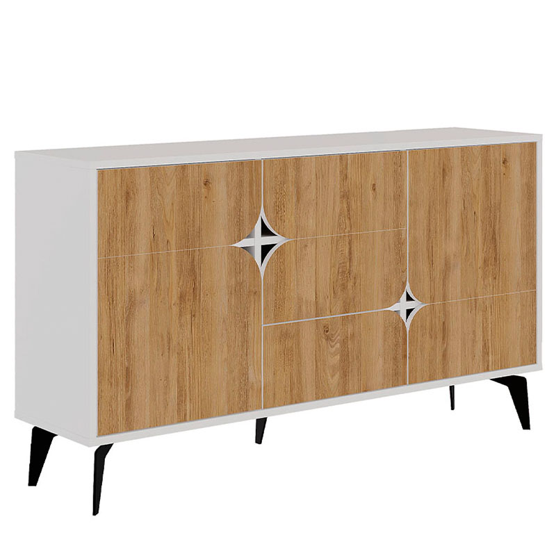 Комод с 3-мя дверцами и выдвижным ящиком цвета светлый дуб SPARK CONSOLE WHITE Белый Светлый дуб Комод с 3-мя дверцами и выдвижным ящиком цвета светлый дуб SPARK CONSOLE WHITE Белый Светлый дуб в Грозном | Loft Concept