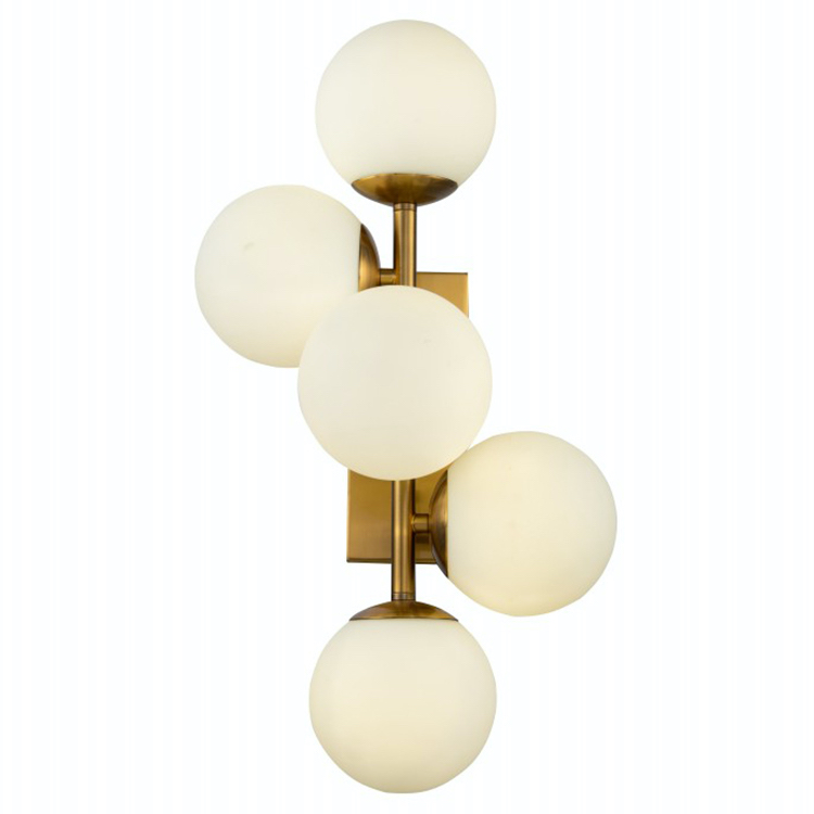 Бра White Balls Sconces Белое матовое стекло Латунь Бра White Balls Sconces Белое матовое стекло Латунь в Грозном | Loft Concept