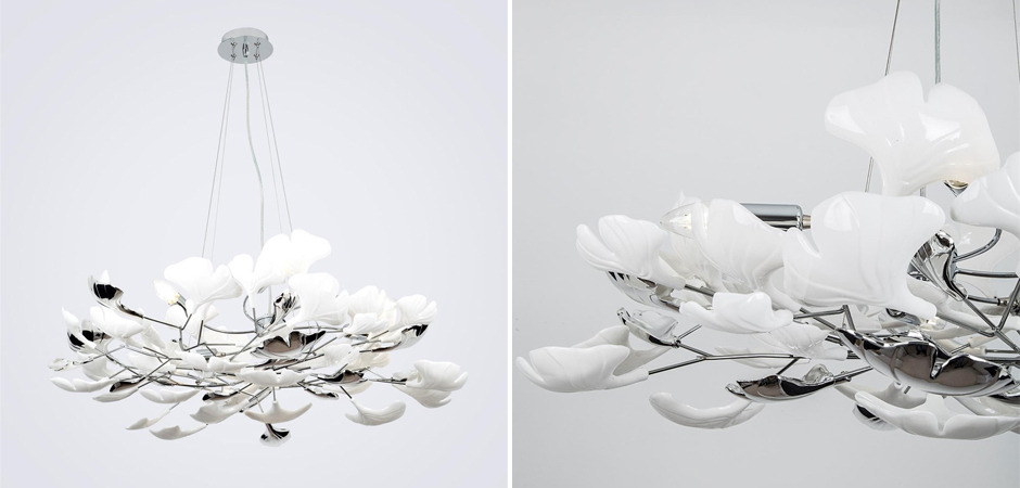 Декоративная люстра Wintery flover Silver с Белыми плафонами Декоративная люстра Wintery flover Silver с Белыми плафонами - Loft-Concept в Грозном
