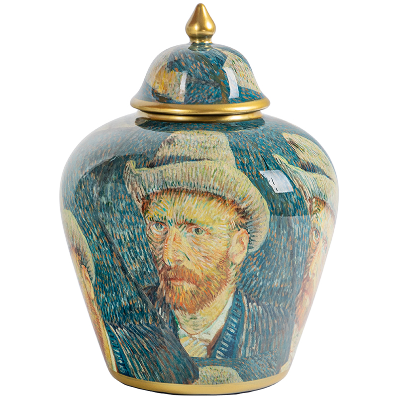 Ваза с крышкой Vincent Van Gogh Vase Изумрудный Золотой Бежевый Мульти Ваза с крышкой Vincent Van Gogh Vase Изумрудный Золотой Бежевый Мульти в Грозном | Loft Concept