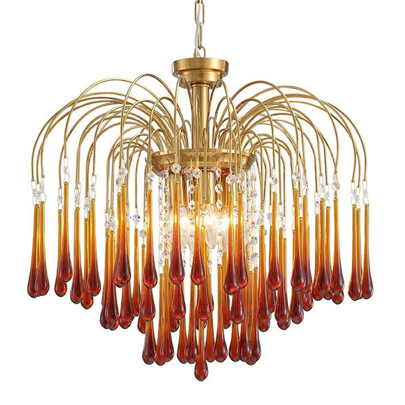 Дизайнерская люстра Amber Drops Chandelier Золотой Янтарный Дизайнерская люстра Amber Drops Chandelier Золотой Янтарный в Грозном | Loft Concept