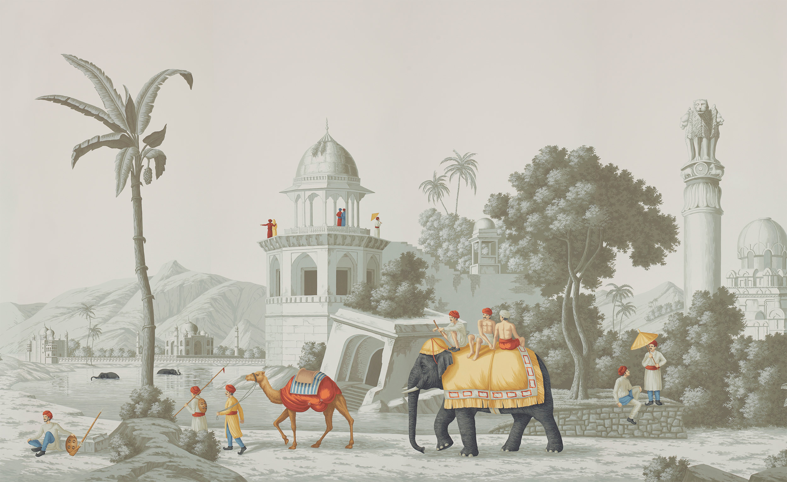 Обои ручная роспись Early Views of India Paille on Crystal Grey scenic paper Обои ручная роспись Early Views of India Paille on Crystal Grey scenic paper - постер Loft-Concept в Грозном