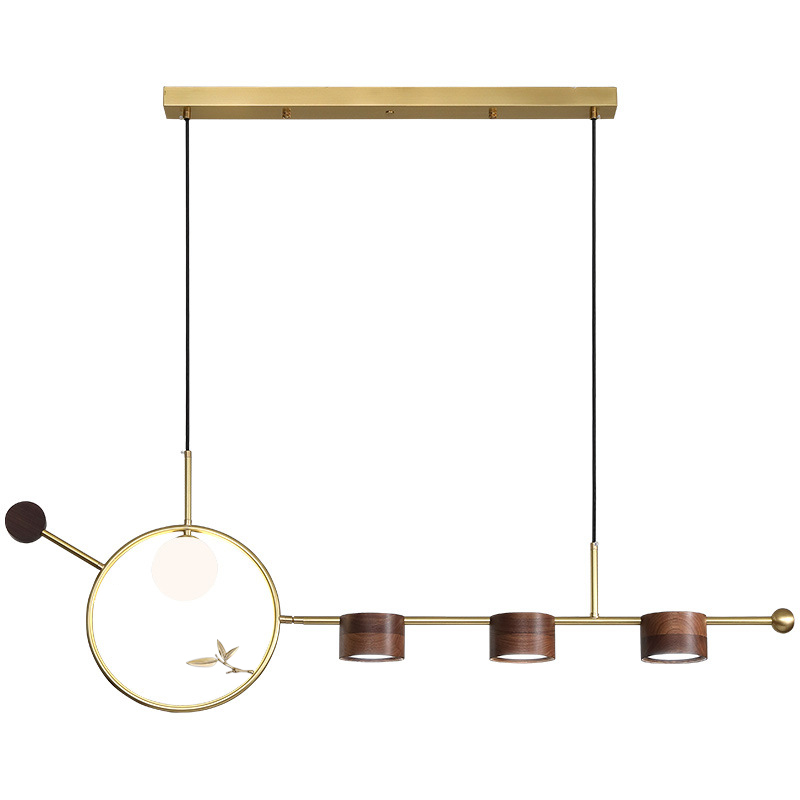 Линейный светильник Metal Wood Ring Leaf Linear Light Золотой Коричневый Линейный светильник Metal Wood Ring Leaf Linear Light Золотой Коричневый в Грозном | Loft Concept