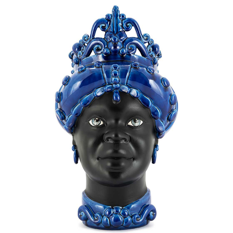 Ваза VASE MORO LADY MED. MAT Blue Черный Синий Ваза VASE MORO LADY MED. MAT Blue Черный Синий в Грозном | Loft Concept