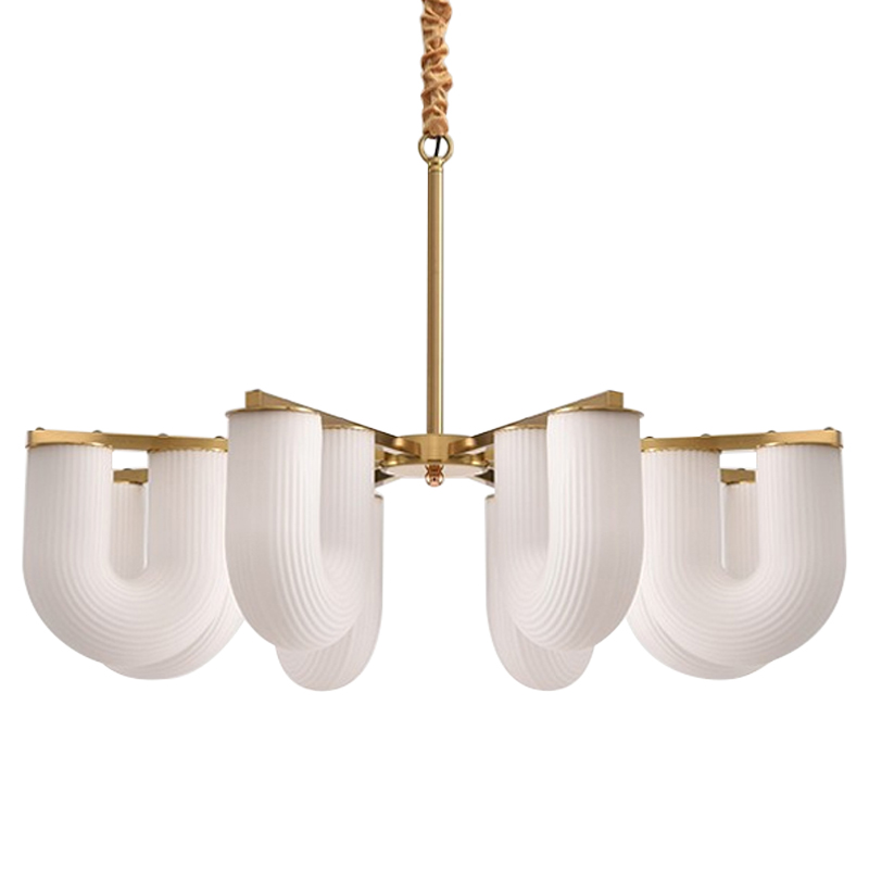 Люстра Berthe Arch Chandelier 8 плафонов Белое матовое стекло Латунь Хром Люстра Berthe Arch Chandelier 8 плафонов Белое матовое стекло Латунь Хром в Грозном | Loft Concept